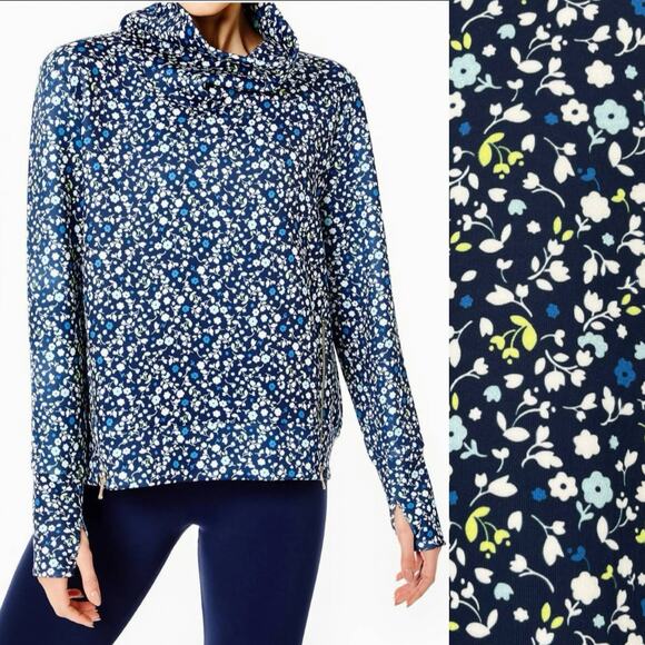 ADDISON BAY Everyday Pullover Courtside Multi Blue Turtle Neck Bottom Zip XS NEW - Picture 1 of 15